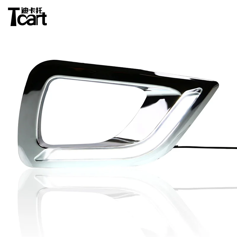 

Tcart LED Daytime Running Light drl chrome fog lamp cover driving lights For NISSAN Navara NP300 Pickup 2015-2016 Car styling