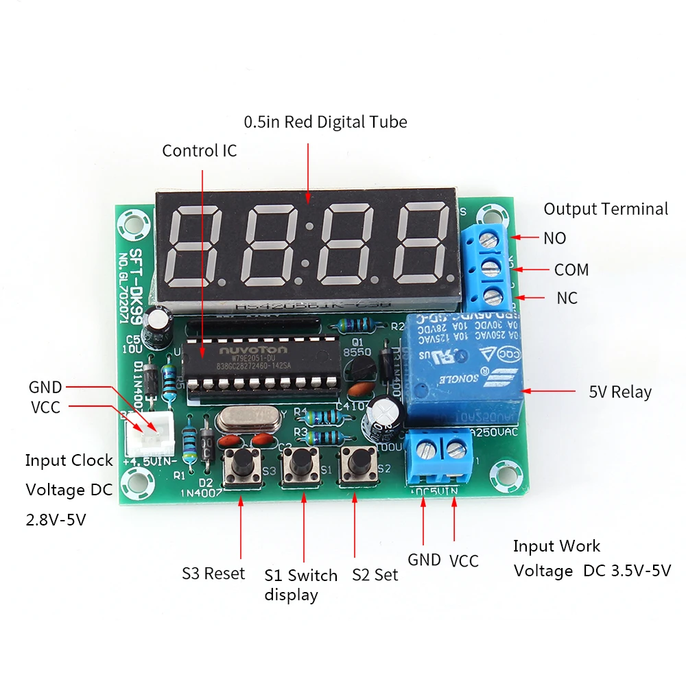 4Bit 0.5in DC 3 5 V-5V светодиодный электронные часы модуль 24 часов Таймер 51