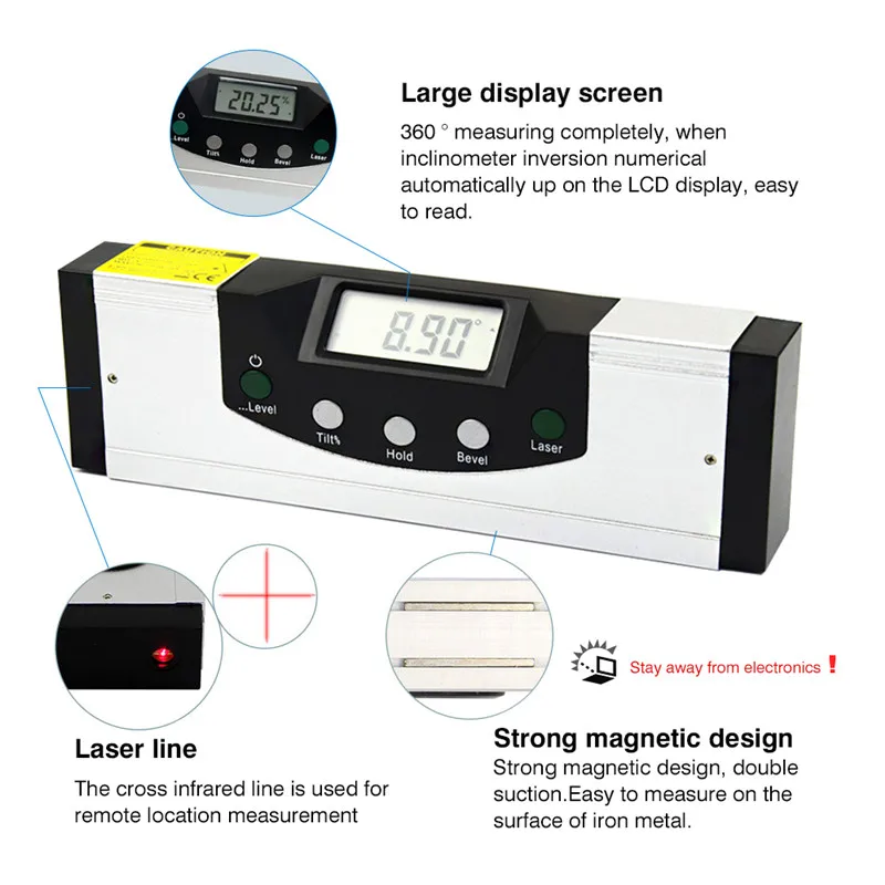 Infrared digital level 150/200/600mm Digital Sprit Level Ray Leveling Measure Instrument Transportador de infrarrojos | Инструменты