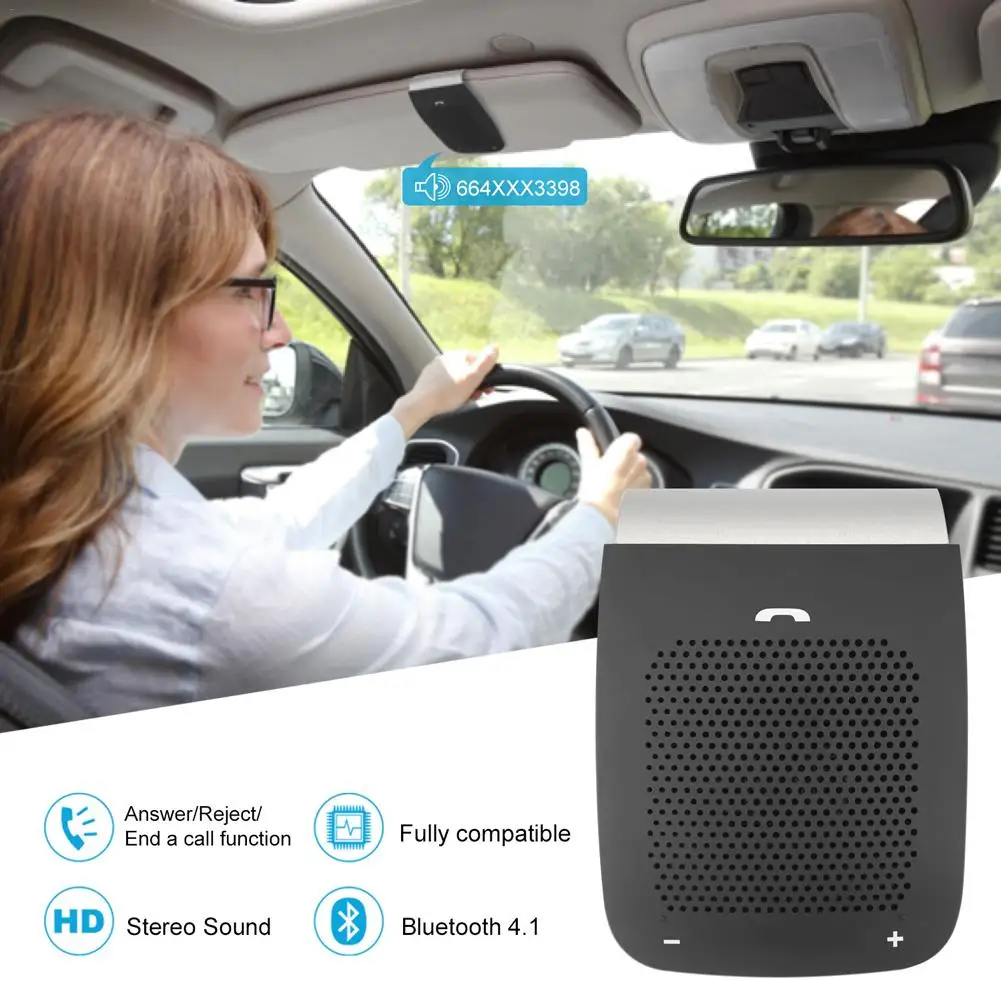 Wireless Bluetooth Speaker Handsfree Sunproof Speaker Car Kit with Microphone with Clip for Car Safe Driving Talking Mobile Phon