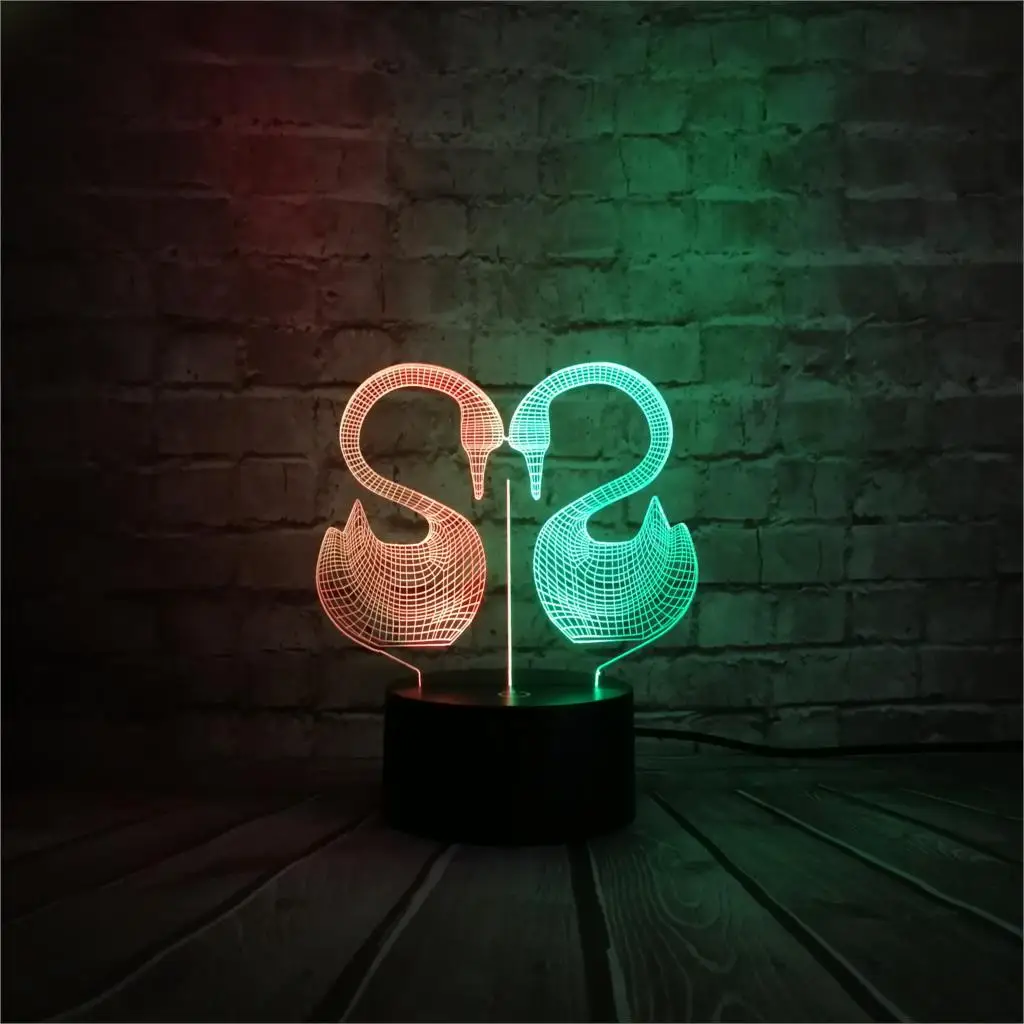 Новинка 3d лампа в виде лебедя и гуся с животными USB ночсветильник Микс Цветов