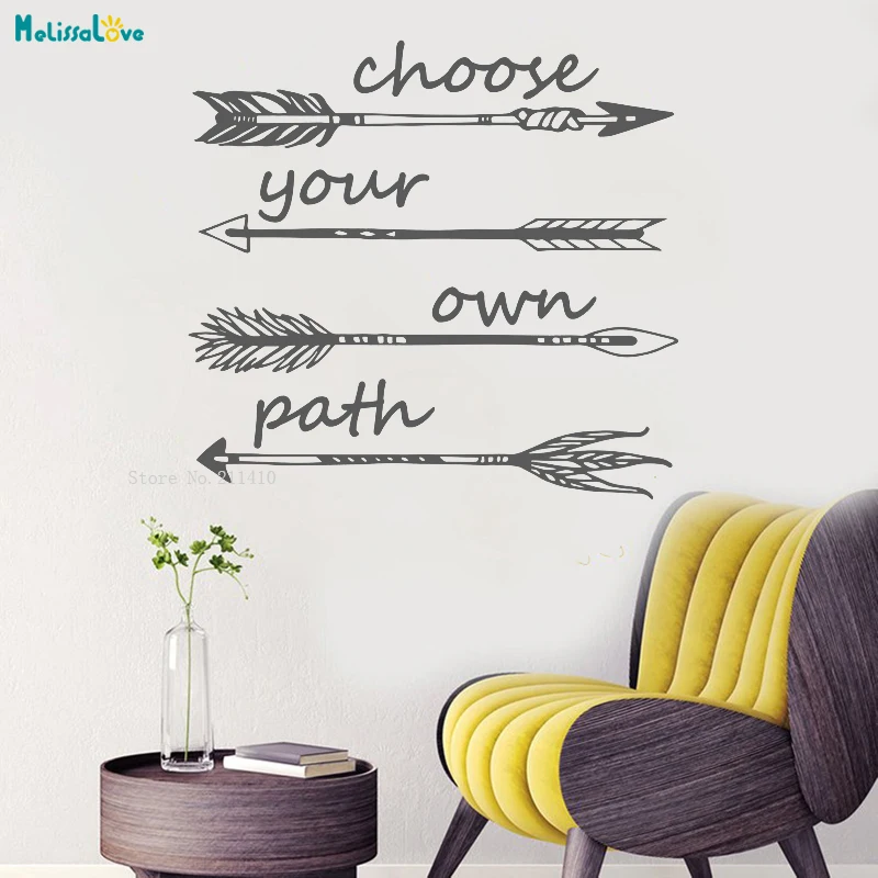 Вдохновляющие стикеры Выберите свой собственный путь цитаты стрелка Настенная
