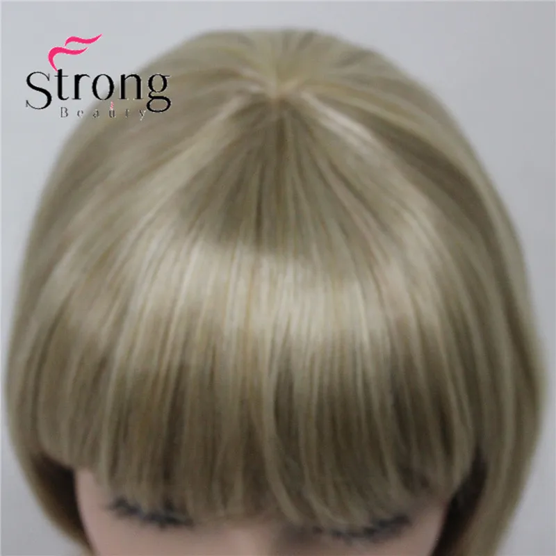 StrongBeauty женский короткий боб прямой блонд полный синтетический парик для повседневной носки