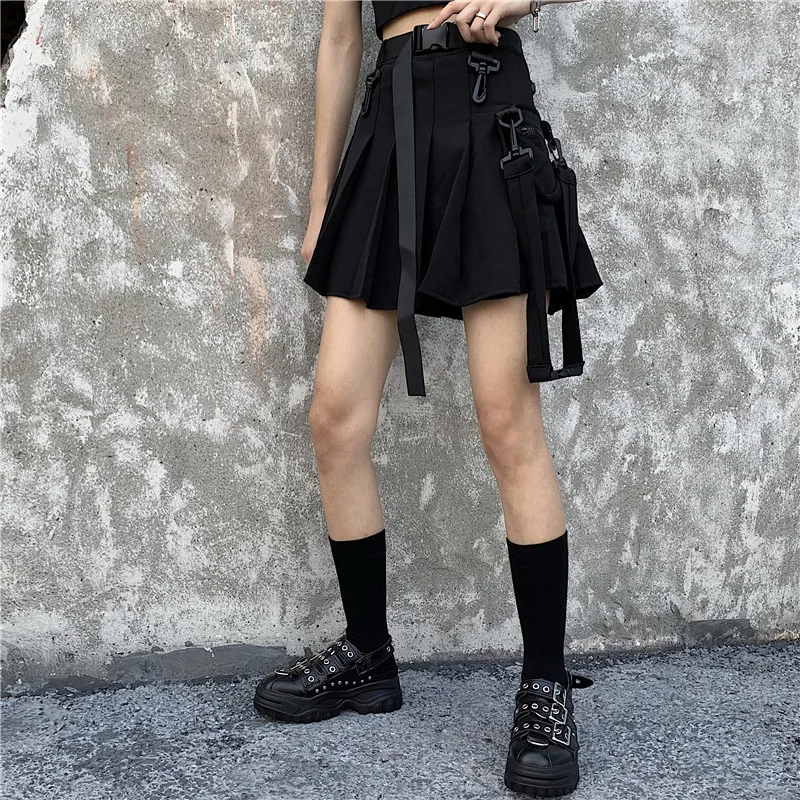 Summer Women Skirts With Belt High Waist Slim Skirts Feminina Vestidos Button High Waist Pleated Mini Skirt female leggings