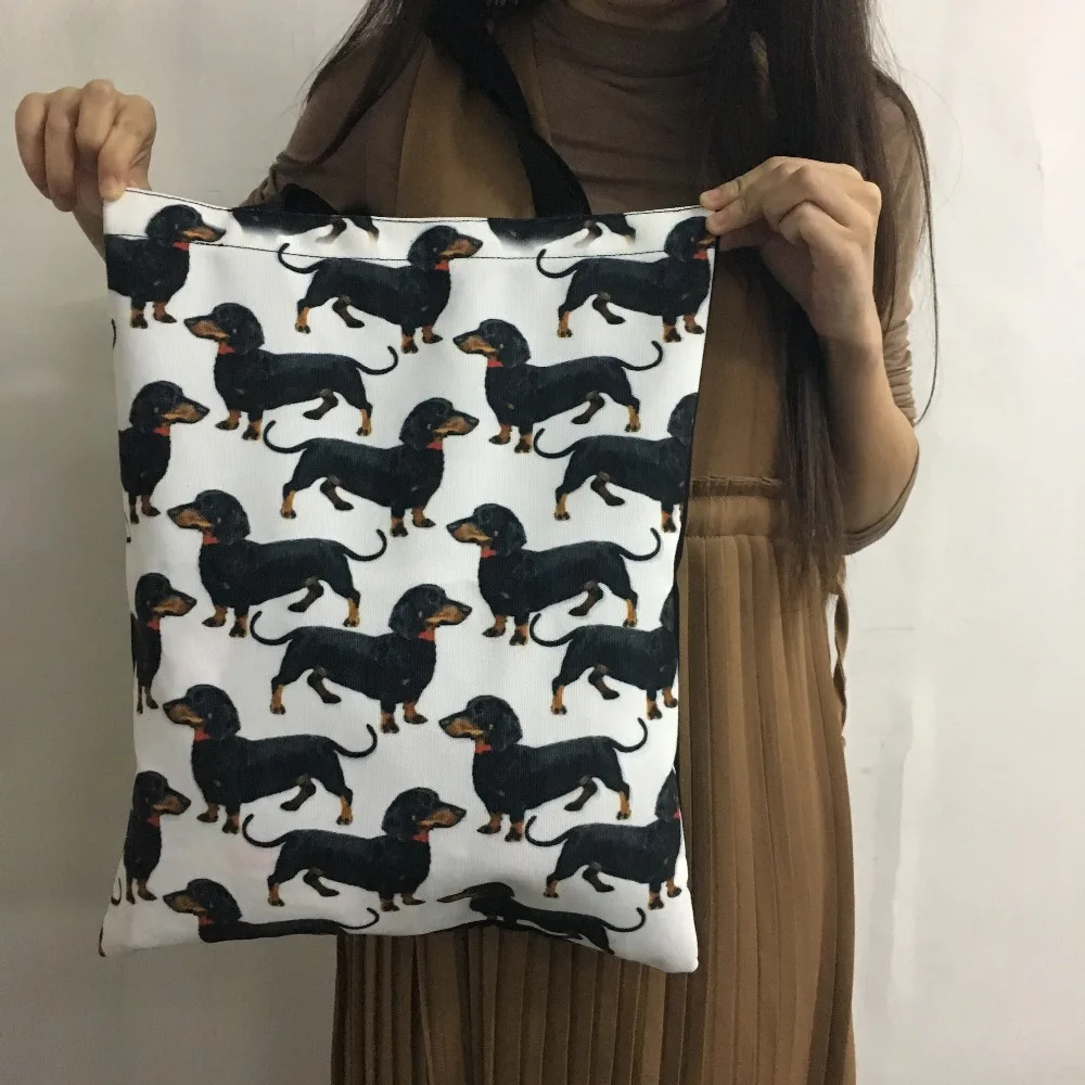 

Noisydesigns Dachshund Reusable Canvas Bags For Ladies Big Reusable Grocery Shopping Bag Women Girls Daily Use Cloth Handbag New