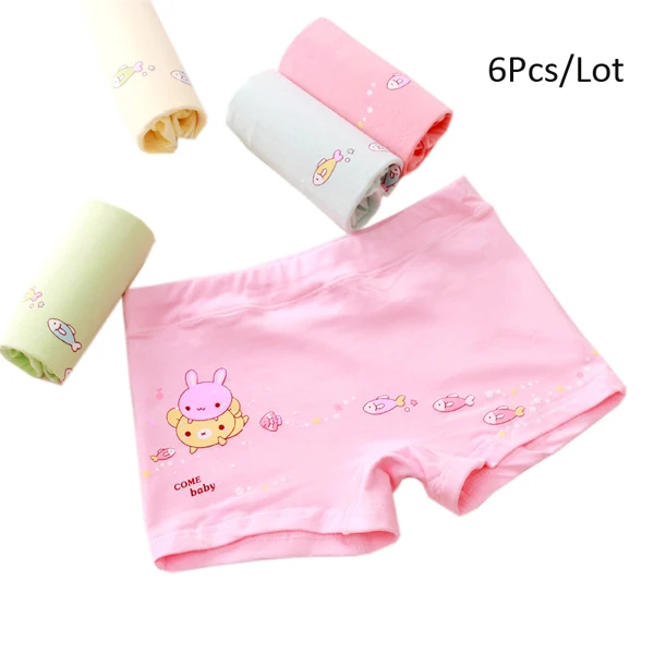 Color F 6 Pcs Хорошее качество; 6 шт./лот; стиль; детское хлопковое нижнее белье для девочек; милые короткие трусы; детские трусы; смешанные цвета - Цвет: Color F 6 Pcs