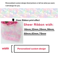 customize organza 10 sizes width heat transfer foil printed sheer ribbon custom design pattern wedding accessories 600 yards