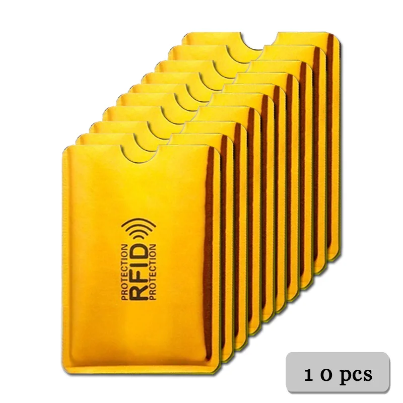 10 pcs Yellow-gold 20 шт Анти Rfid Блокировка ридер замок банк держатель для карт ID банковский Чехол для карт студенческий милый ID карты Кошелек паспорт бизнес Bancaire - Цвет: 10 pcs Yellow-gold