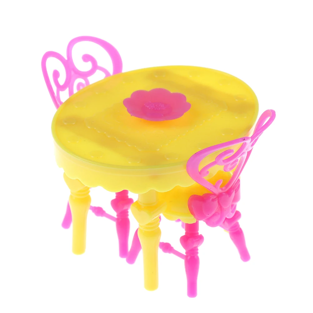 1Set Vintage Miniature Dining Chair Table Furniture Set For Doll house Kitchen Food Toys | Игрушки и хобби