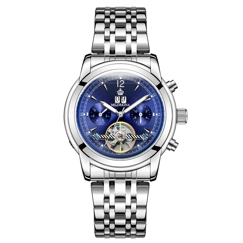 Мужские часы автоматические механические Tourbillon спортивные из нержавеющей стали
