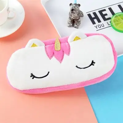 Милый Кот пеналы для девочек Kawaii плюшевая Ручка Сумка Черный кот пенал escolar офисные школьные принадлежности - Цвет: Коричневый