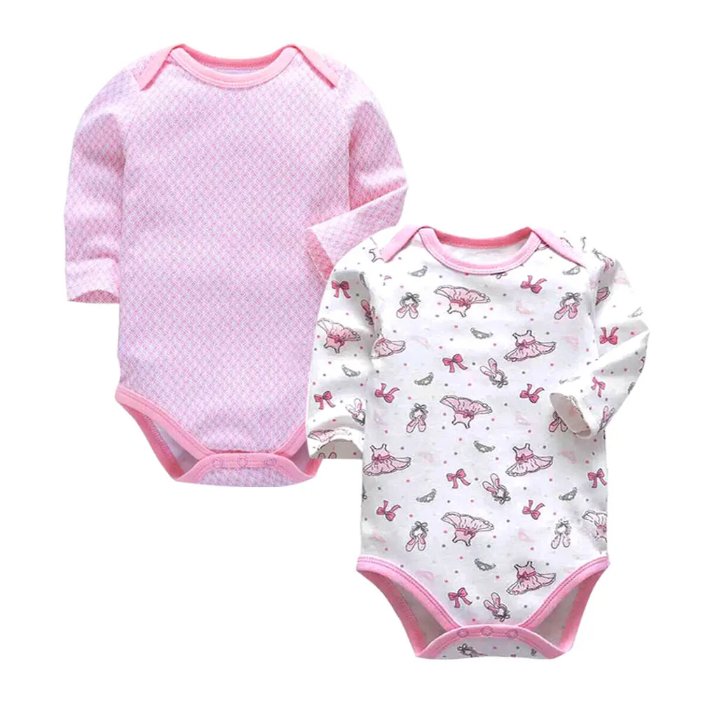 

2 piece/lot Newborn Bodysuit Babies Baby Boys Girls Clothes 3-24 Months Lovely All Cotton Knit Infant Long Sleeve Bodysuits