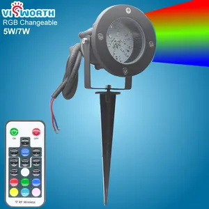 Светодиодный садовый светильник с защитой от дождя, 5 Вт, 7 Вт, Ip65, Rgb-лампы для газона с дистанционным управлением, 12 В, уличный светодиодный светильник с шипами, освещение для дорожек и ландшафта SMD5730