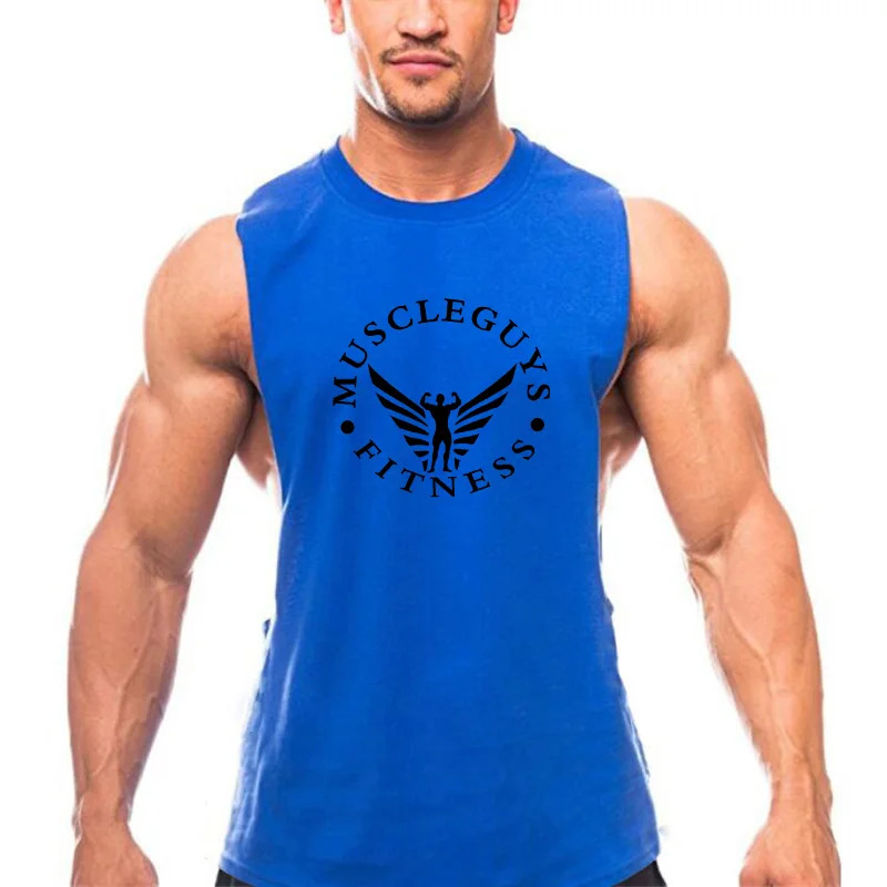 Брендовая одежда для фитнеса Muscleguys майки хлопковые с глубоким вырезом спортзала