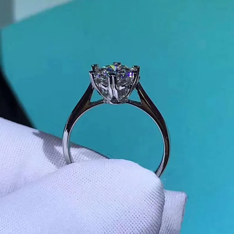 Чистое Белое золото 18 К 1ct 2ct 3ct классическое Ювелирное кольцо Moissanite с бриллиантами обручальное кольцо на головщину для женщин