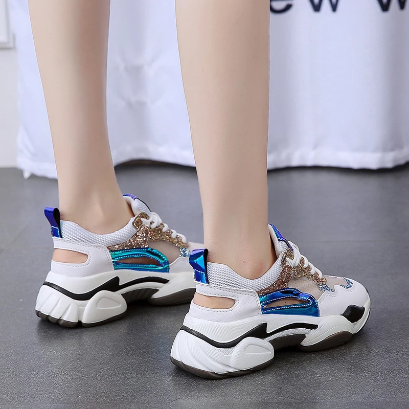 

Women Shoes Scarpe Casual Breathable Bling Womens Sneakers Shoes 2019 Fashion Zapatos Mujer Luxury Shoes Women Designers Tenis