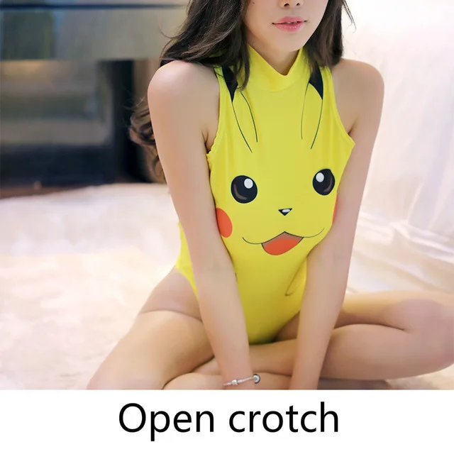 open Crotch Японское аниме Pikachu боди аниме косплей костюмы для женщин школьная форма Пикачу открытая промежность купальник Sukumizu боди - Цвет: open Crotch