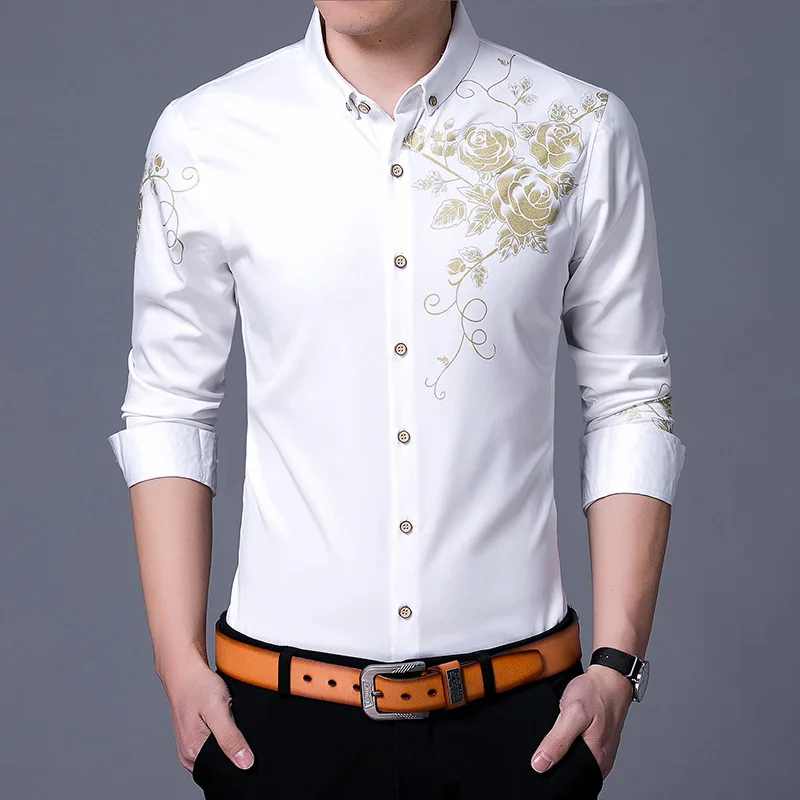 Рубашка Человек весна осень длинный рукав Slim Fit рубашки мужские повседневные с