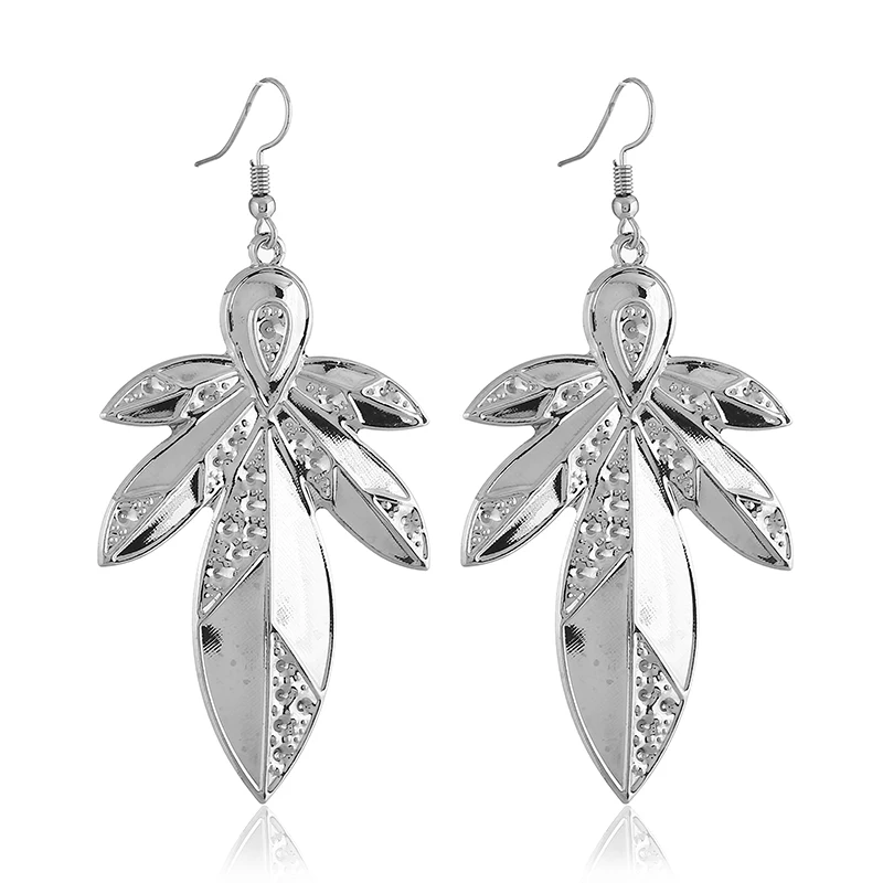 FLDZ Leaves long fashion temperament earrings Metal personality style Exaggerated female Creative drop jewelry gifts | Украшения и