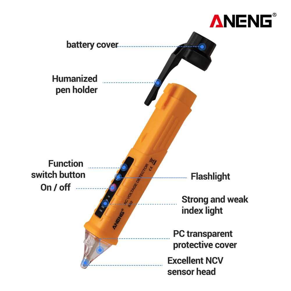 ANENG VD802 Бесконтактный переменного тока индикатор напряжения метр 12 V 1000 v ручка