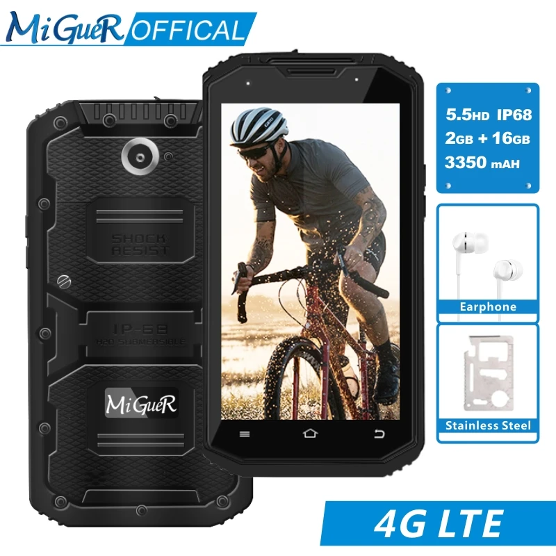 MiGueR A8 IP68 водонепроницаемый мобильный телефон 5 &quotHD 2 Гб ОЗУ 16 ПЗУ MTK6735