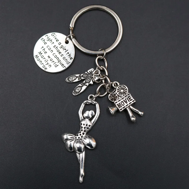 

1pc Dream Girl Charm Dance Shoes & Cameras Keyring DIY Jewelry Carfts Gifts Keychain For Dance Lovers K1849