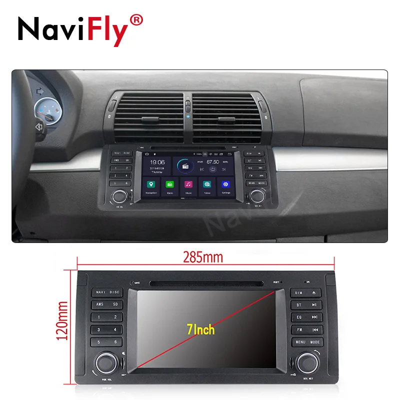 Автомобильный мультимедийный gps-Трекер NaviFly Android 9 0 IPS-экран DSP 4G Wi-Fi 1Din для BMW 5 Series X5