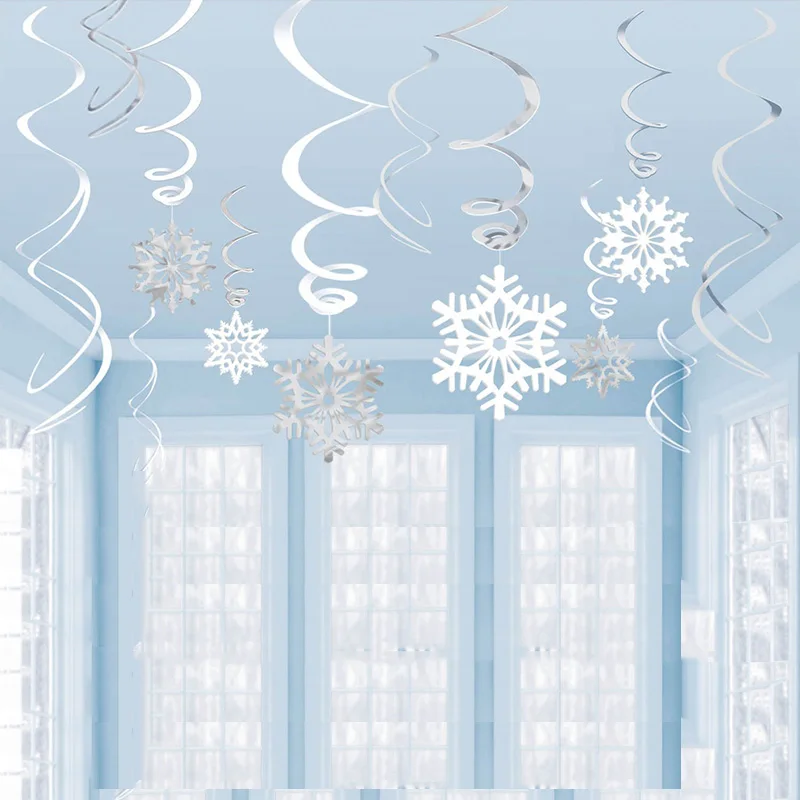 Natal Merry Christmas Висячие белые снежные фольга Swirl баннер гирлянда Рождественские украшения для дома новогодние вечерние navidad kerst