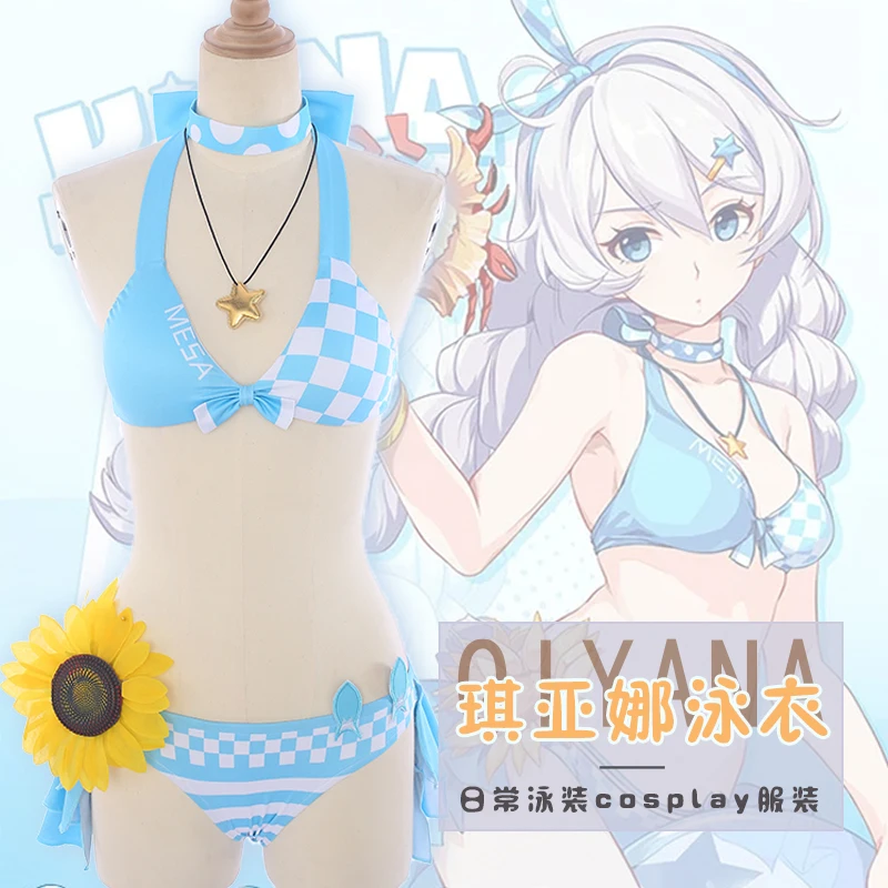 

[Stock]Game Honkai Impact 3rd Kiana Kaslana Summer Day Swimsuit Sexy Bikini Sunshine Beach Swimming Party Cospaly Costume