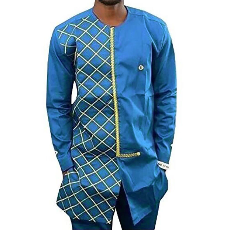 African Fashion Mens Shirt Long Sleeve O-neck Button Up Casual Suit 2018 Print Tops Wear Men Clothes | Тематическая одежда и