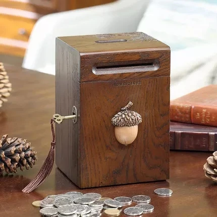 13*19 см желудь Pinecone деревянная Копилка ретро ностальгия коробки шкатулка для денег украшения дома подарок на день рождения для детей