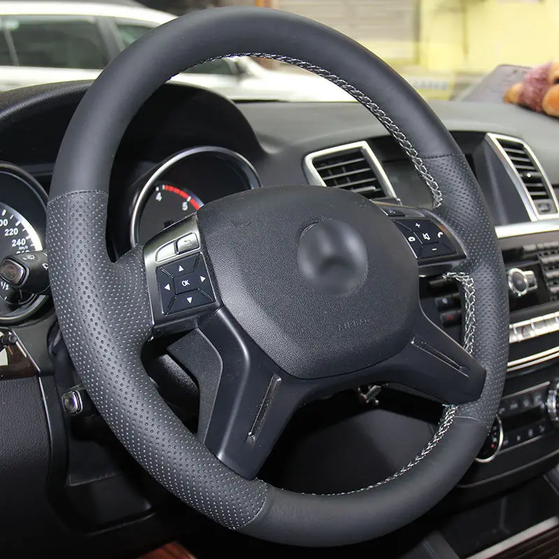 Ручная строчка BANNIS из черной натуральной кожи для Mercedes Benz GL350 ML350|Чехлы на руль| |