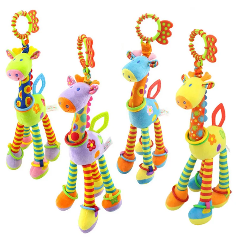 Rosiky Plush Infant Baby Development Soft Giraffe Animal Handbells Handle Toys with Teether Toy | Игрушки и хобби