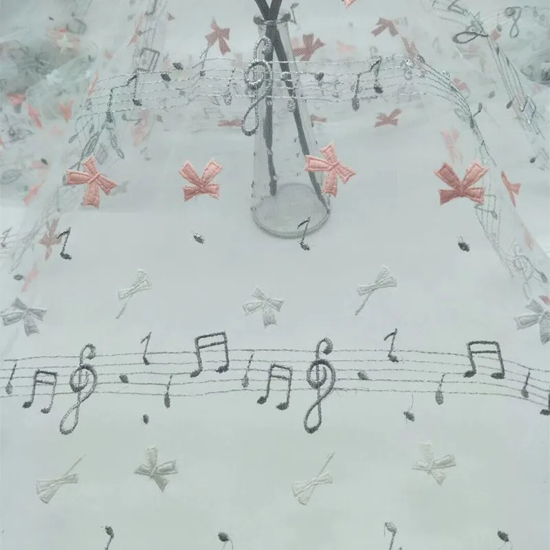 FFLACELL 1 метр музыкальная вышитая кружевная ткань сделай сам бант ручной работы