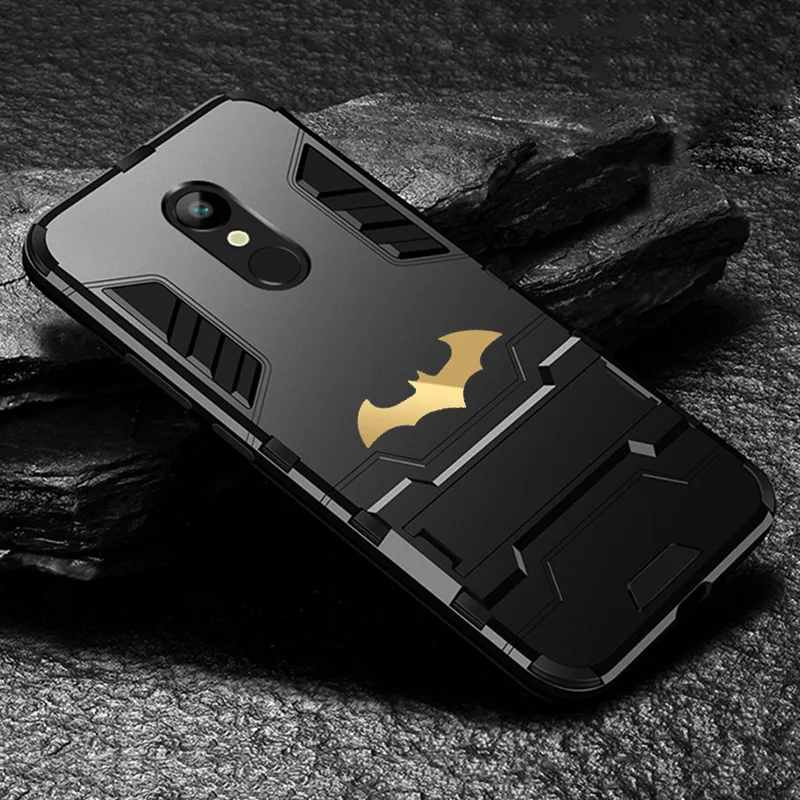 Black Wtih Bat Чехол-подставка с Бэтменом для Xiaomi Redmi 4 4X5 Plus 5A 6 Pro 6A 7 8 9 SE Note 8 6 7 ударопрочный гибридный жесткий чехол с подставкой - Цвет: Black Wtih Bat