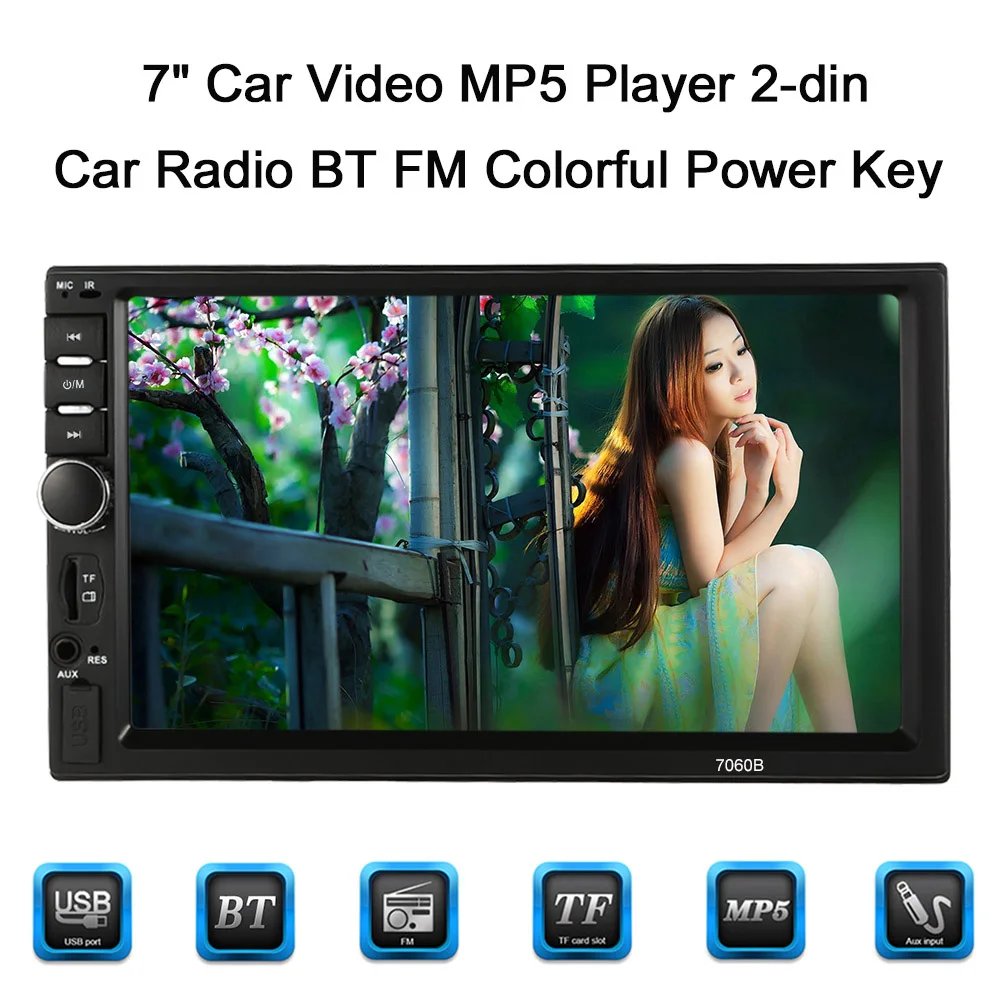 Автомобильный MP5 плеер 7 дюймов автомагнитола 2 din с FM/USB/AUX/BT можно заряжать