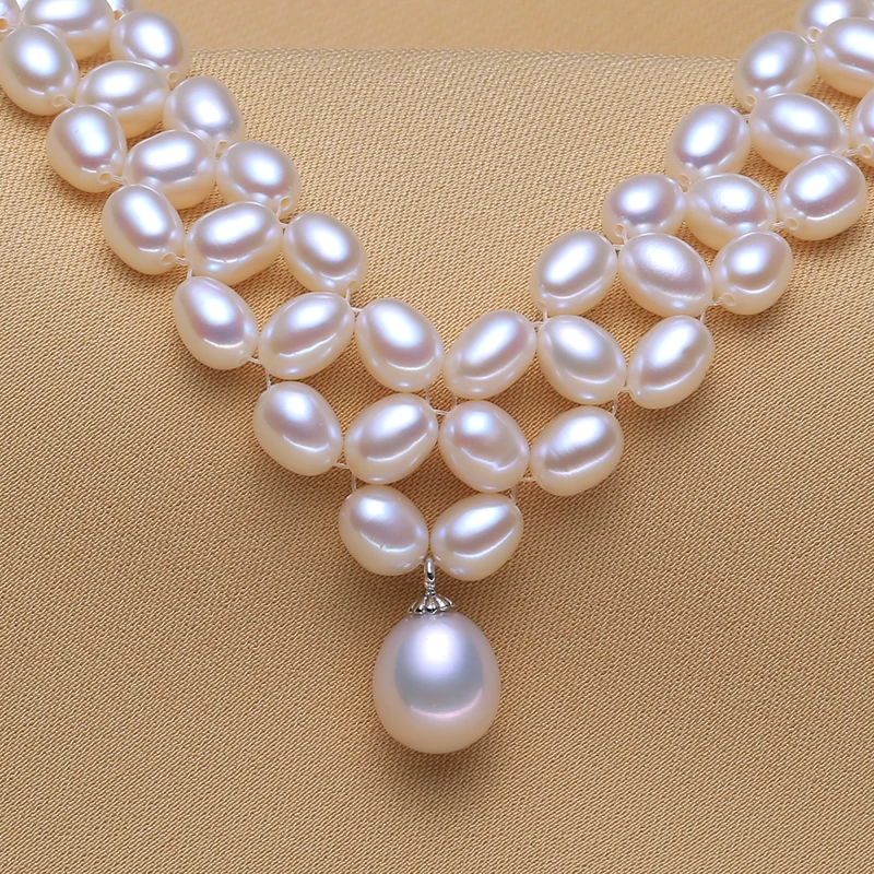 2017 Мода 6 7 мм Райс Пресной Воды Pearl Choker Ювелирные Изделия Стерлингового Серебра 925