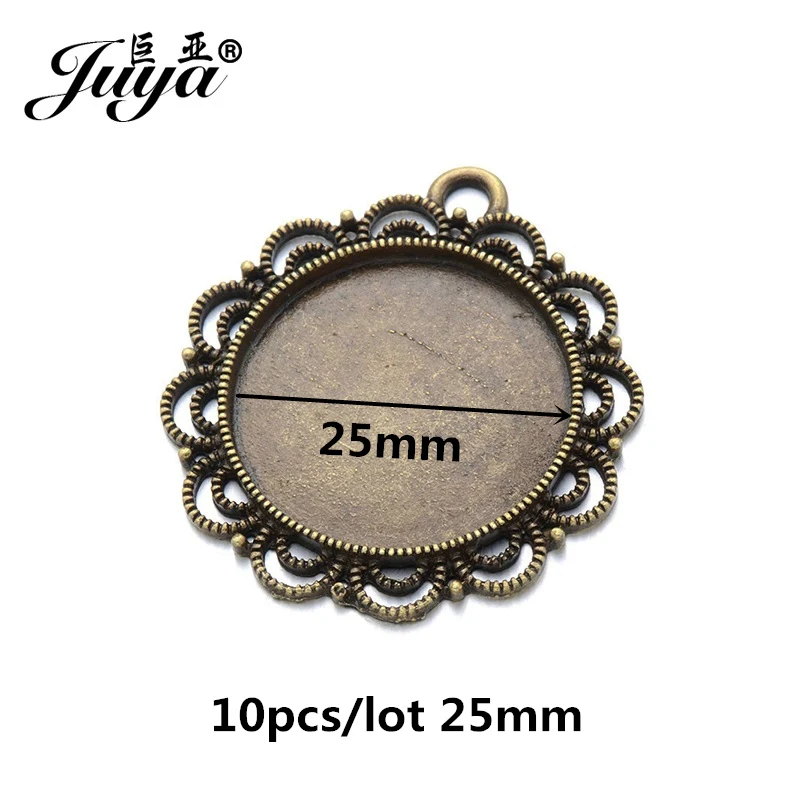 Bronze JUYA 10 шт./лот, подвеска из цинкового сплава, пустая Камея, кабошон, Базовая установка для DIY, ожерелье, подвеска, ювелирные изделия, принадлежности для изготовления - Цвет: Bronze