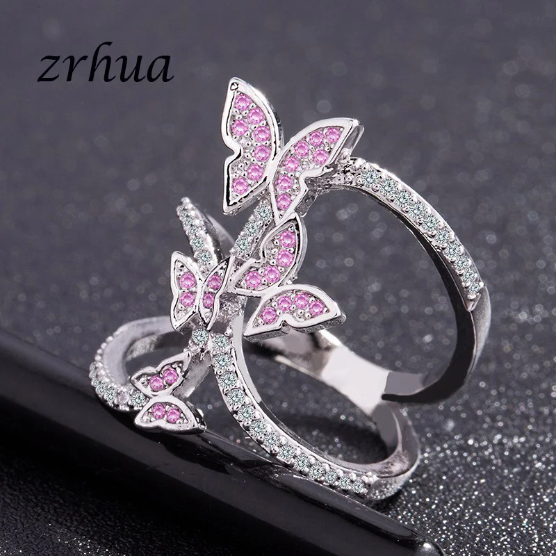 ZRHUA AAA циркониевые обручальные кольца для женщин элегантные серебряные с