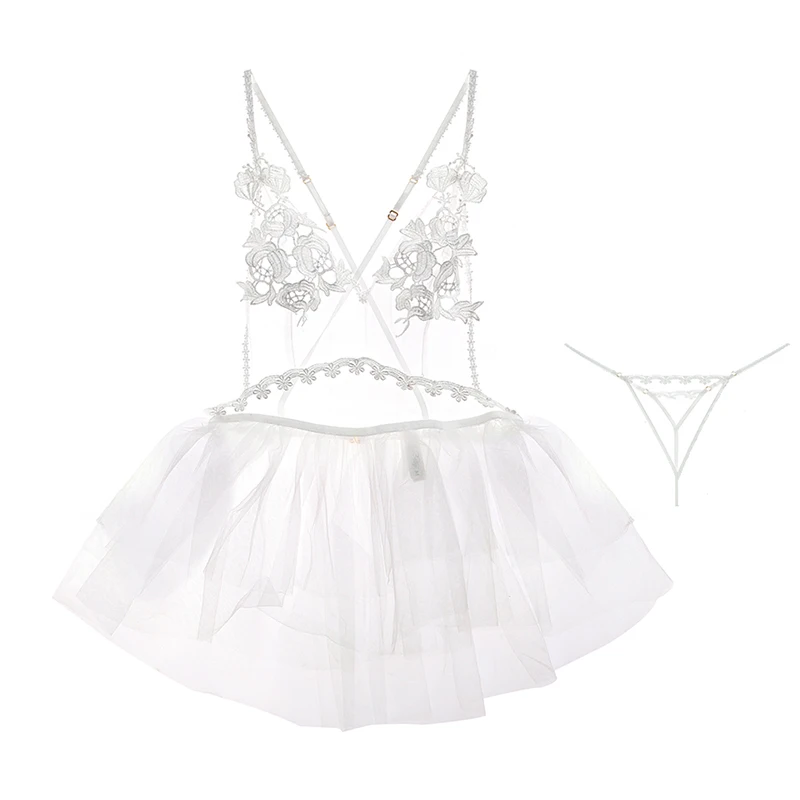 

2018 new Womens Sexy Costumes Bride Lace Wedding Party Dress Veil Bridal Gowns Costume Backless Nightwear Uniform Temptation