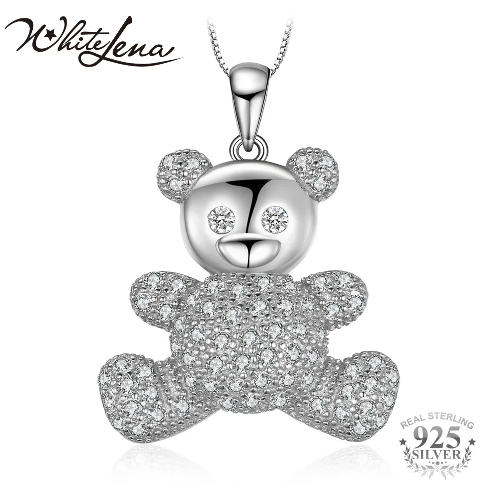 Белый Лена медведь микро проложить 1.1ct кубического циркония 925 пробы серебряный