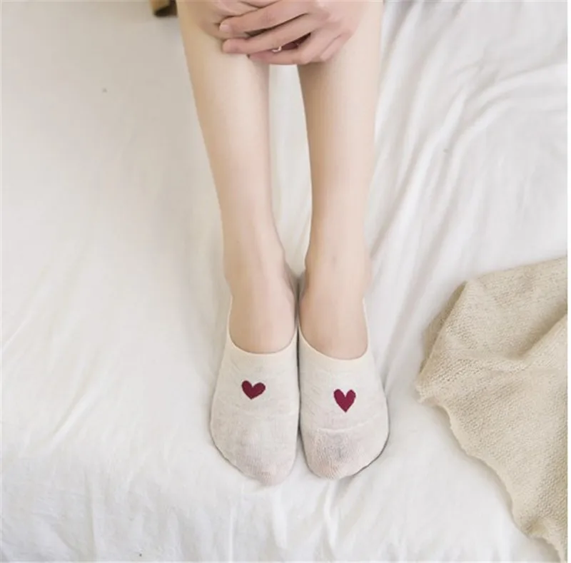 Fcare 10PCS=5 pairs Spring summer new socks female love invisible boat silicone non-slip cotton low | Женская одежда