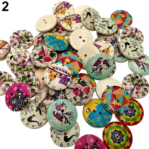 2016 50x Ретро стиль 2 отверстия смешанные для шитья деревянные пуговицы ремесло