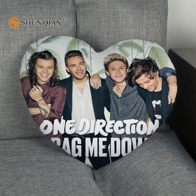 Горячая Распродажа One Direction в виде сердца Форма Наволочка на заказ молния Размер 41