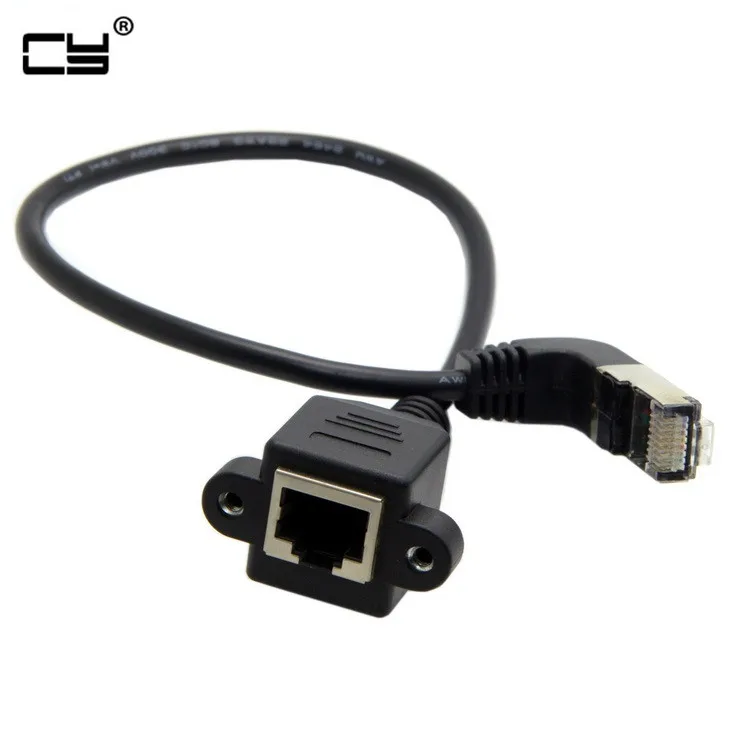 RJ45 штекер-гнездо 90 градусов вверх скрепленный угловой Шнур Разъемы Ethernet LAN