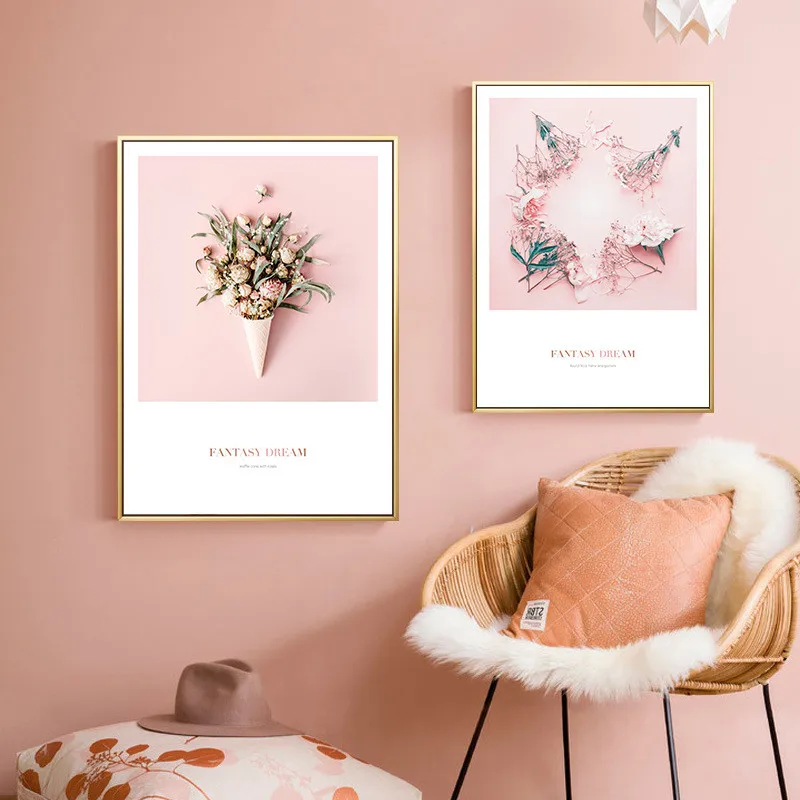 Scandinavian flamingos Posters Modern Prints pink flowers Wall Art Canvas Painting Nordic Decoration Pictures frameless | Дом и сад