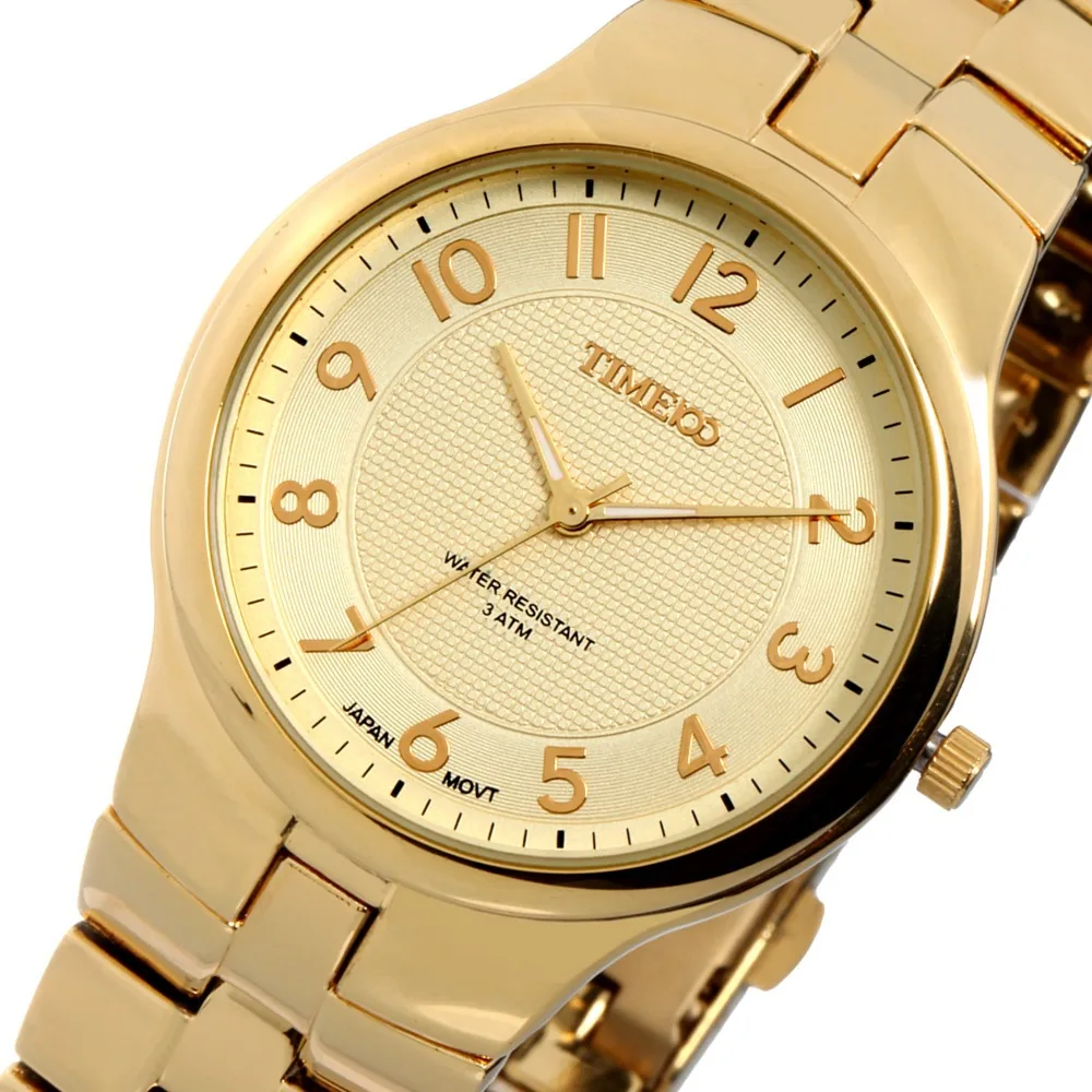 Бесплатная доставка Time100 простые мужские часы легко читать золотой браслет из