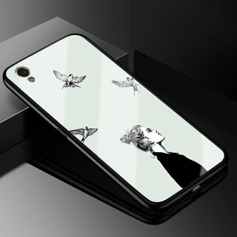 Для Oppo A37 чехол 5,0 ''стеклянная жесткая задняя крышка для Oppo A37 телефонный чехол s Черный силиконовый бампер Coque для OPPOA37 A 37 A37M A37F - Цвет: 22