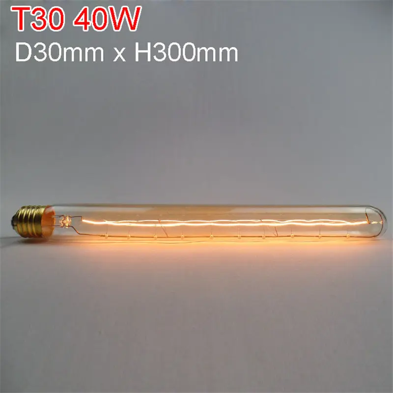 T30 40W CLAITE марочные шарики edison подвесной светильник в стиле ретро лампа накаливания E27 40 Вт/60 Вт 220 В Ретро лампа накаливания лампочки для подвесного светильника - Цвет: T30 40W