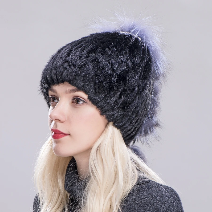 Женские шапки FXFURS из меха норки роскошные модные зимние с лисьим хвостом и